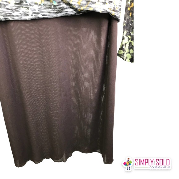 Papillon Blanc Women's A-Line Dress Long Sleeve V-Neck Blue Green Colorblock M - Picture 8 of 10